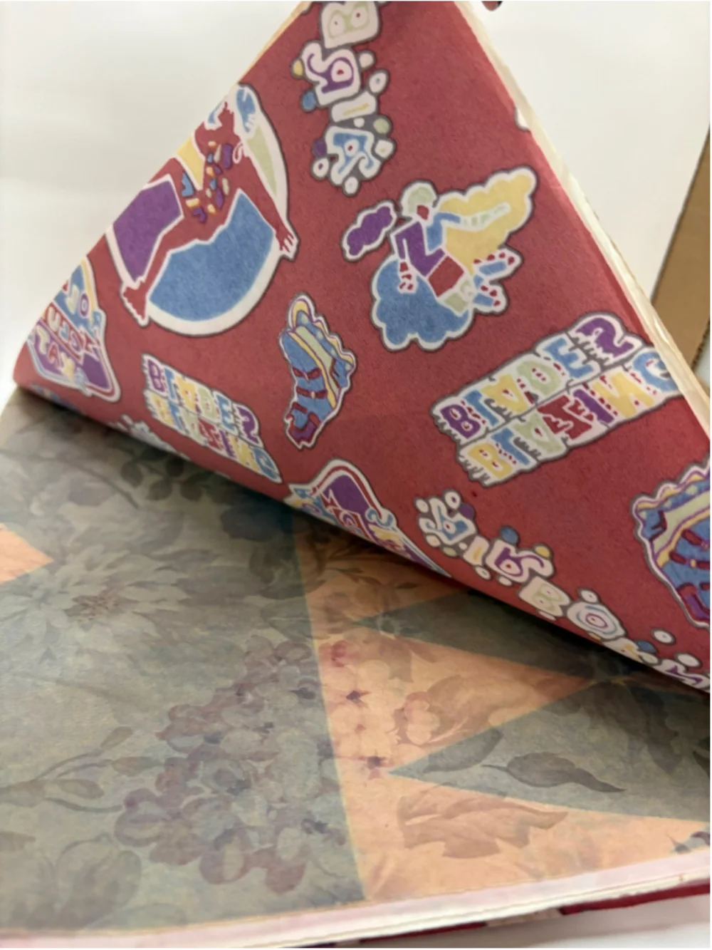 Vintage Wrapping Paper and Tissue Paper Pink Purple Floral Geometric Pattern